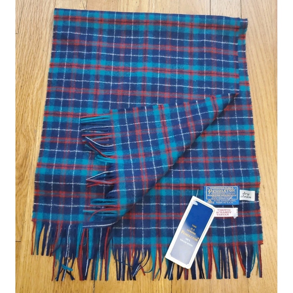Pendleton Vintage Made in USA MacHardy Tartan Plaid 100% Virgin Wool Scarf NEW